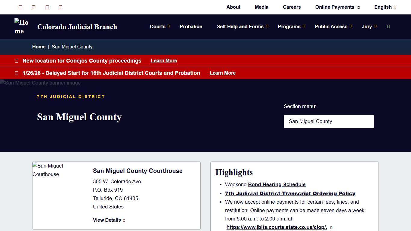 San Miguel County Colorado Judicial Branch